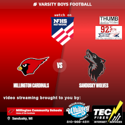 arsity Football Millington at Sandusky NFHS Network logo